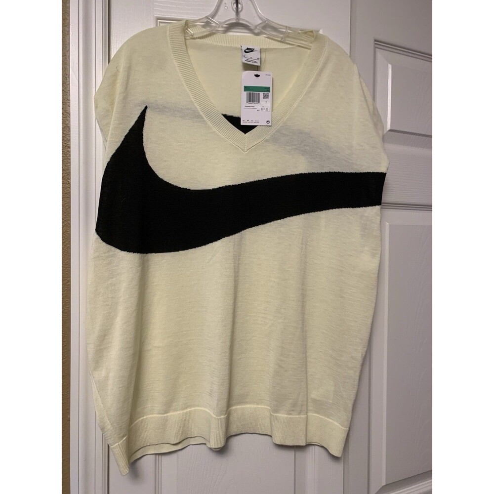 Nike Swoosh Sweater Vest Men's XL Coconut Milk Cream Golf Knit V-Neck FD2873 NEW